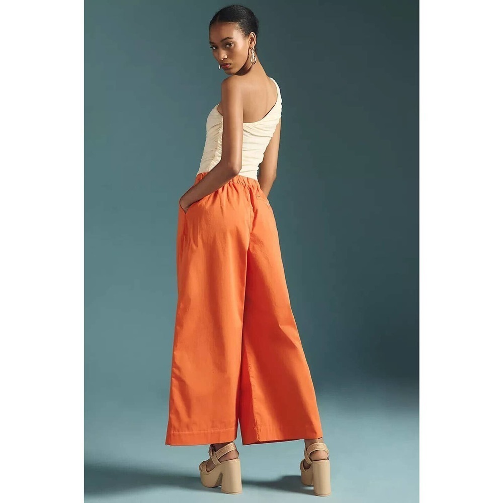 Anthropologie Wide-Leg Pants in Vibrant Orange - Picture 3 of 13